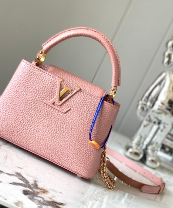 Louis Vuitton Taurillon Capucines Mini BB Mint and Burgundy Replica