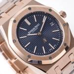 Audemars Piguet Royal Oak Yellow Gold Extra Thin Blue Dial Replica 15202BA.OO.1240BA.01 - everose gold