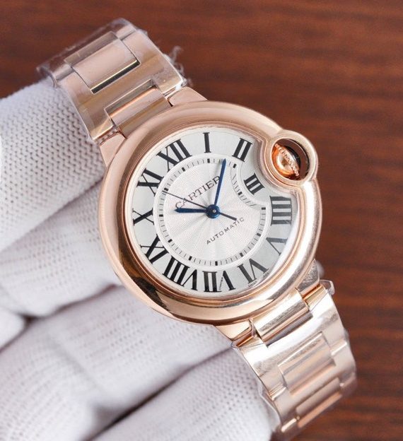 Ballon Bleu de Cartier Automatic Silver Dial Stainless Steel Ladies Watch 1:1 Replica